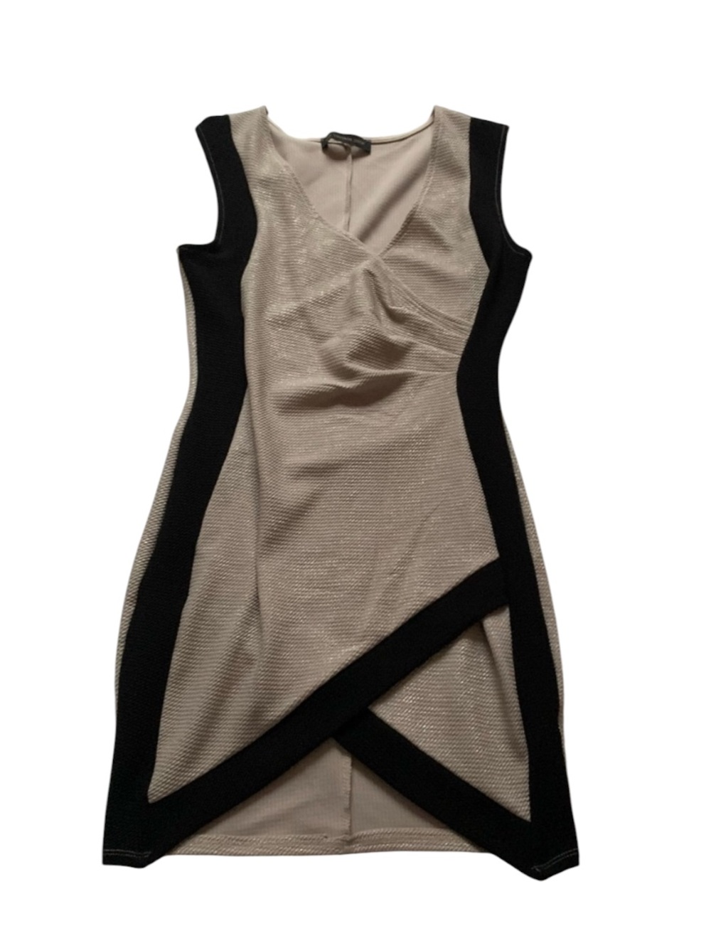 The Vintage Shop Fancy Gold & Black Bodycon Mini Dress Size M